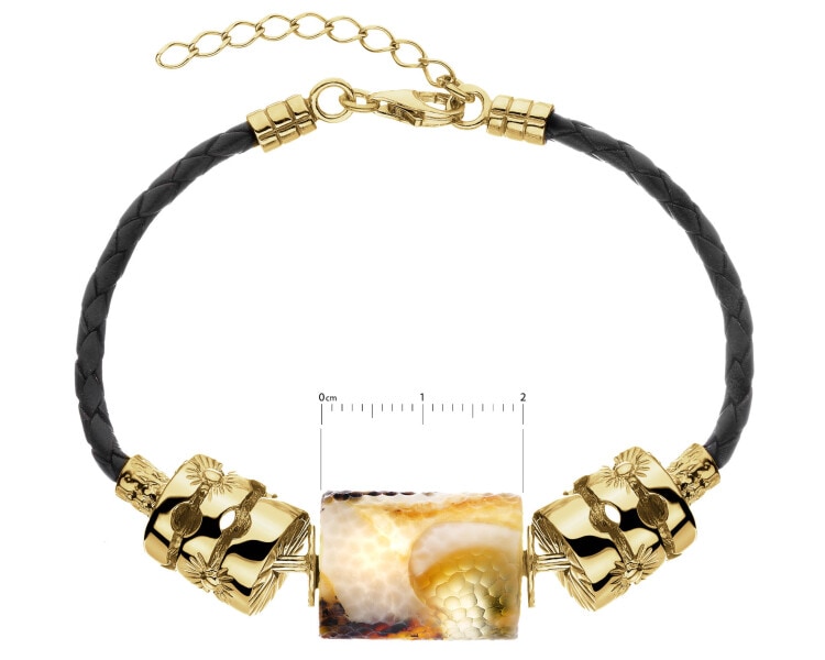 Bransoletka srebrna z bursztynem