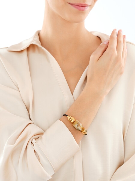 Pozlacený stříbrný náramek s jantarem