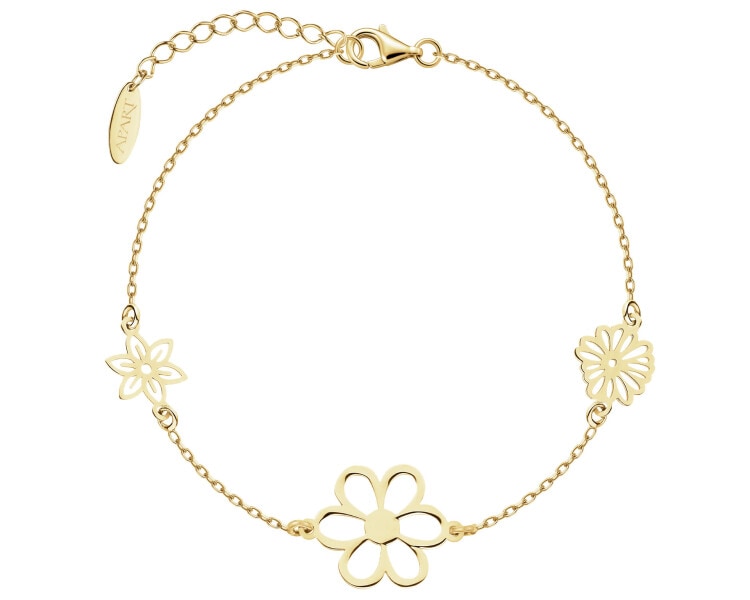 Bransoletka srebrna - kwiaty