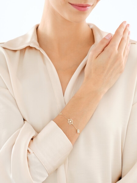 Pozlacený stříbrný náramek - květy