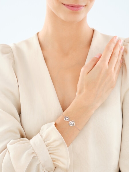 Stříbrný náramek - květy