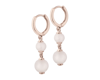 Gold-Plated Brass, Gold-Plated Silver Dangling Earring with Quartz