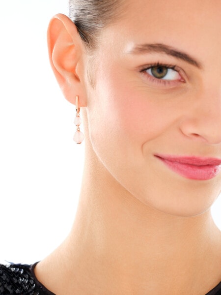 Gold-Plated Brass, Gold-Plated Silver Dangling Earring with Quartz