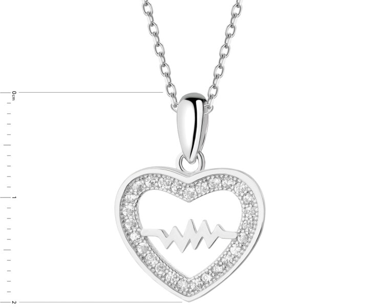 Zawieszka srebrna z cyrkoniami - EKG serca, serca
