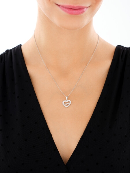 Zawieszka srebrna z cyrkoniami - EKG serca, serca