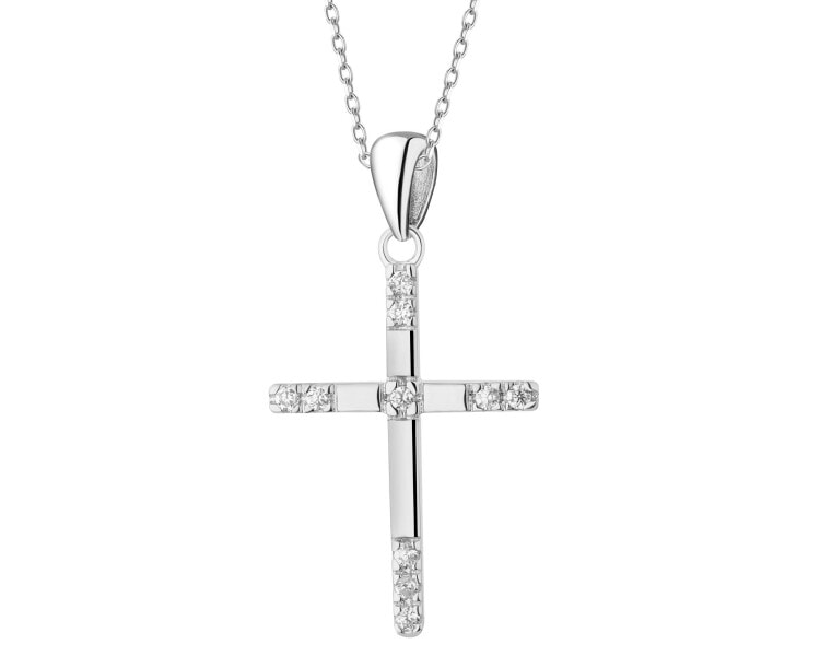 Rhodium Plated Silver Pendant with Cubic Zirconia