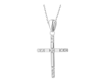 Rhodium Plated Silver Pendant with Cubic Zirconia