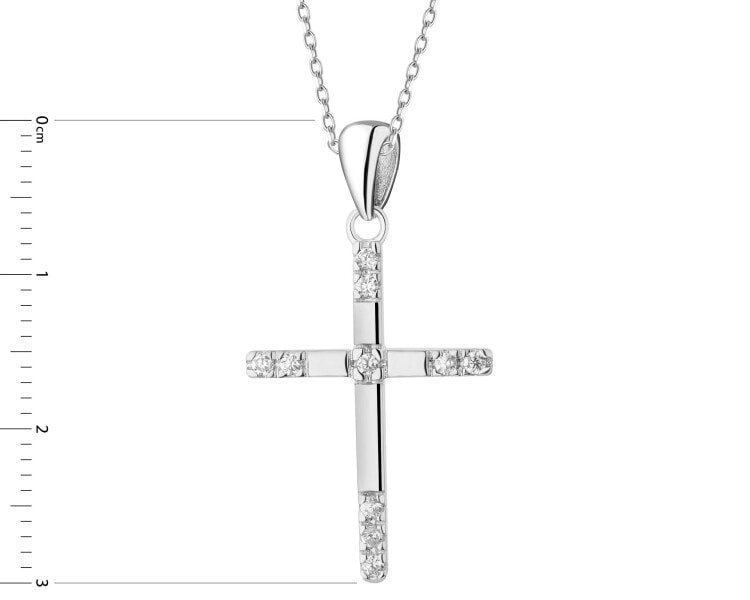 Rhodium Plated Silver Pendant with Cubic Zirconia