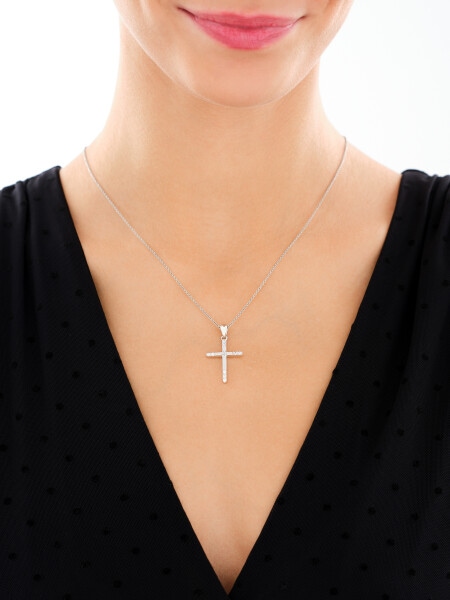 Rhodium Plated Silver Pendant with Cubic Zirconia