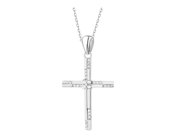 Rhodium Plated Silver Pendant with Cubic Zirconia