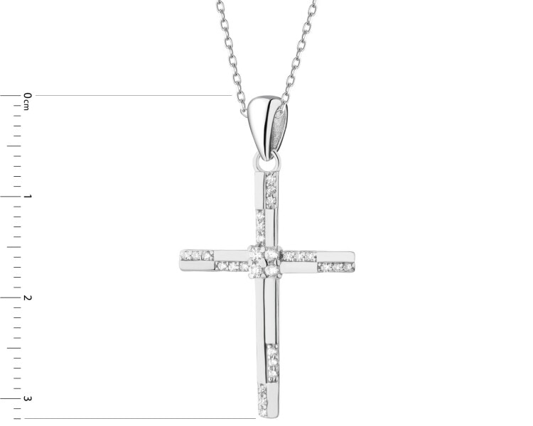 Rhodium Plated Silver Pendant with Cubic Zirconia