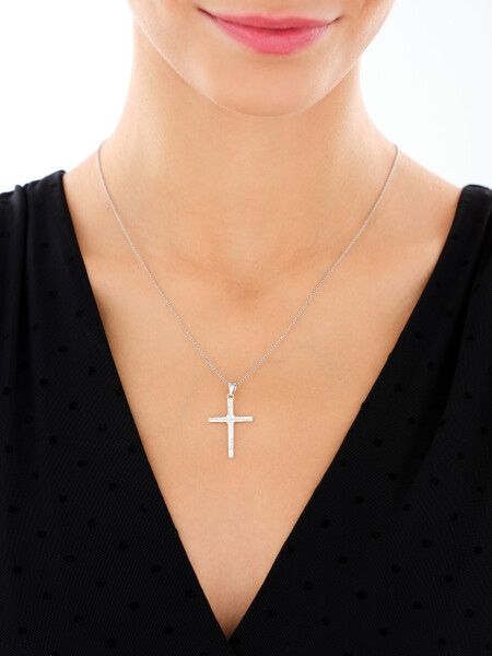 Rhodium Plated Silver Pendant with Cubic Zirconia