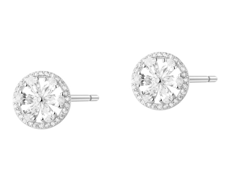 Rhodium Plated Silver Earrings with Cubic Zirconia