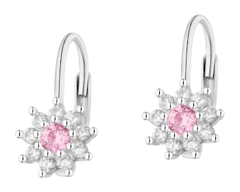 Kolczyki srebrne z cyrkoniami - kwiaty