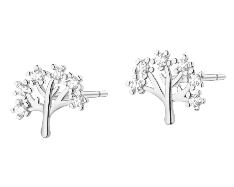 Kolczyki srebrne z cyrkoniami - drzewa