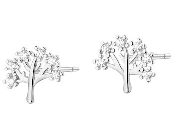 Kolczyki srebrne z cyrkoniami - drzewa
