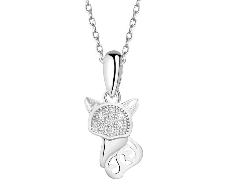 Zawieszka srebrna z cyrkoniami - lis