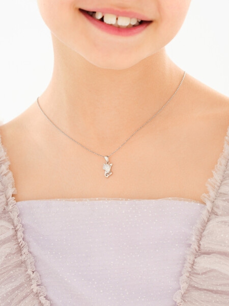 Rhodium Plated Silver Pendant with Cubic Zirconia