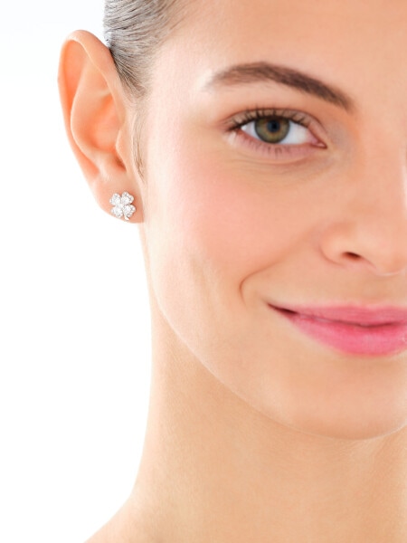 Rhodium Plated Silver Earrings with Cubic Zirconia