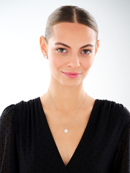 Rhodium Plated Silver Earrings with Cubic Zirconia