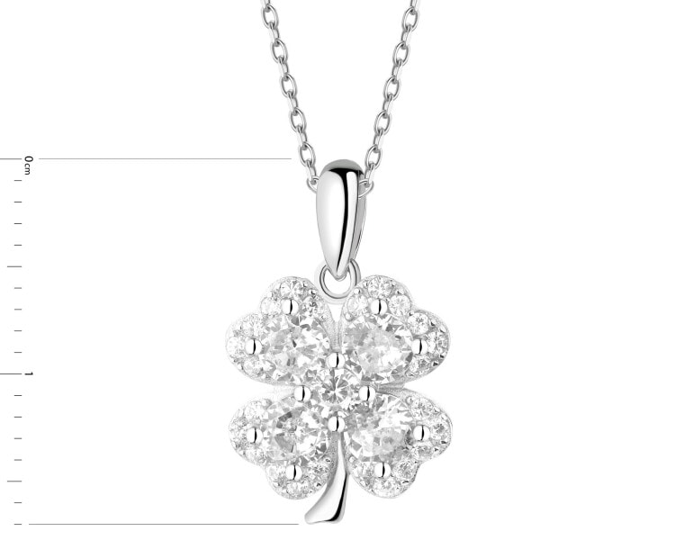 Zawieszka srebrna z cyrkoniami - koniczyna