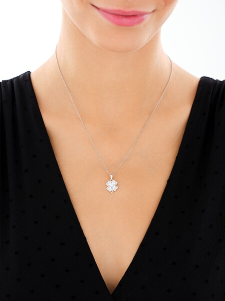 Zawieszka srebrna z cyrkoniami - koniczyna