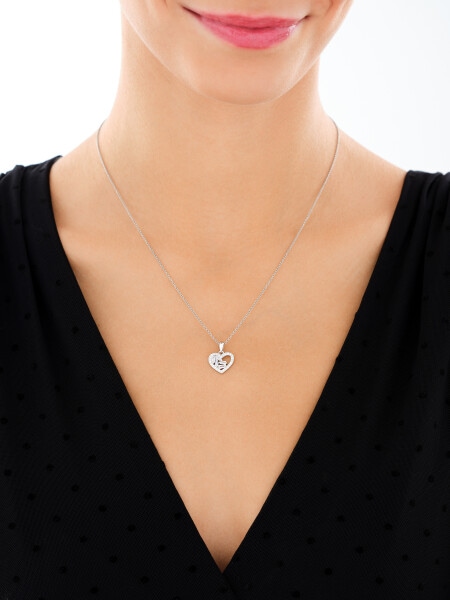 Zawieszka srebrna z cyrkoniami - serce