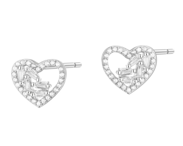 Kolczyki srebrne z cyrkoniami - serca
