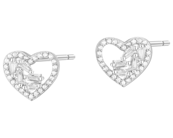 Kolczyki srebrne z cyrkoniami - serca