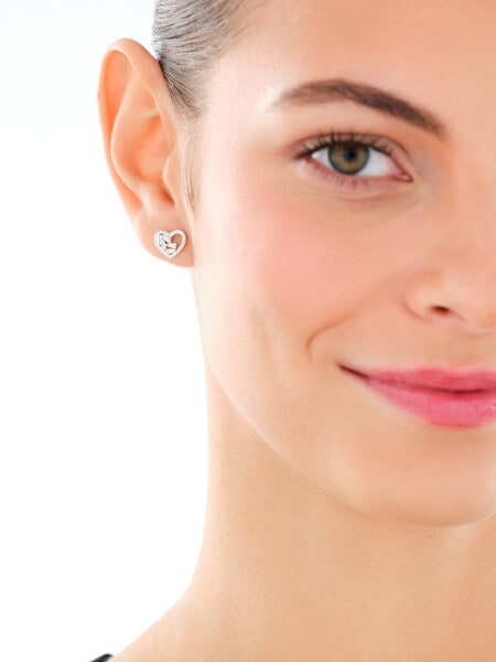 Kolczyki srebrne z cyrkoniami - serca