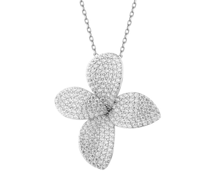 Zawieszka srebrna z cyrkoniami - kwiat
