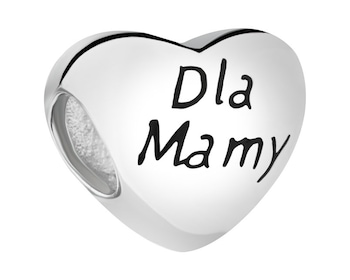 Zawieszka srebrna beads - serce, mama