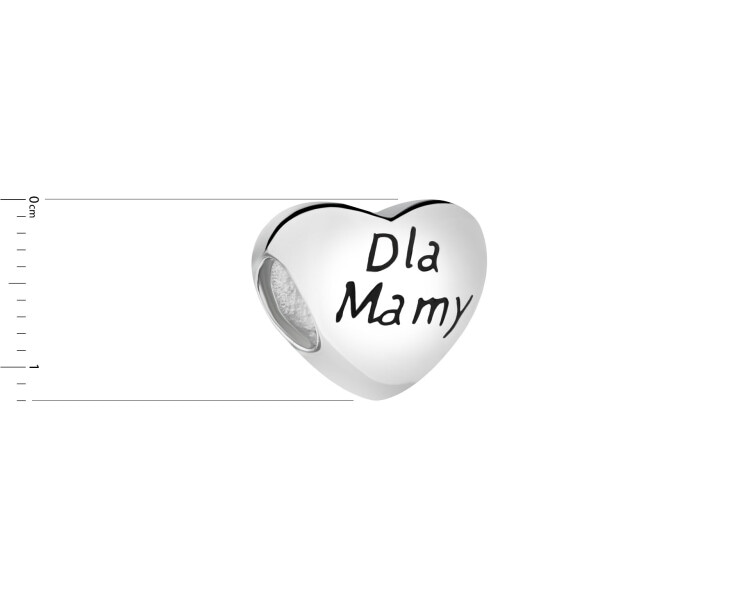 Zawieszka srebrna beads - serce, mama