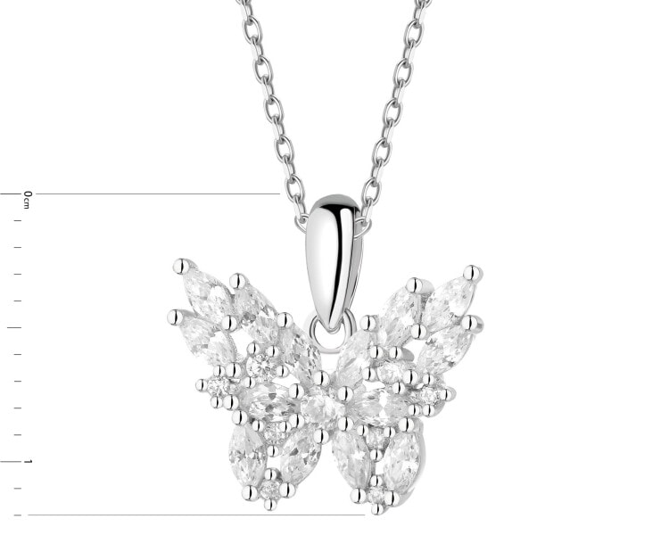 Rhodium Plated Silver Pendant with Cubic Zirconia