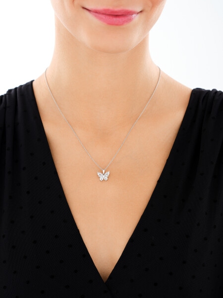 Rhodium Plated Silver Pendant with Cubic Zirconia