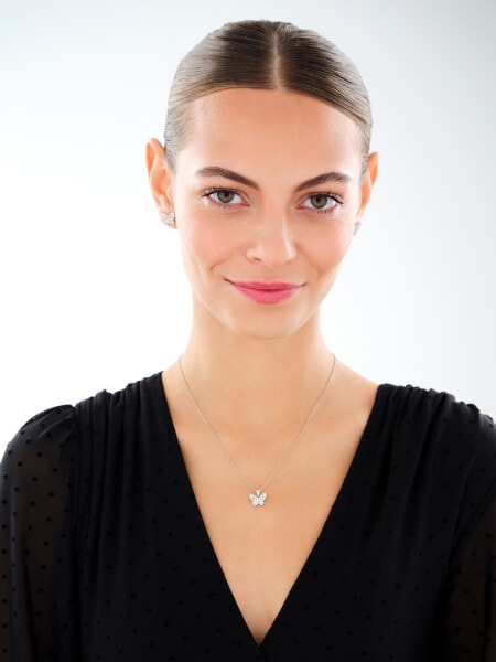 Rhodium Plated Silver Pendant with Cubic Zirconia