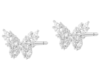 Kolczyki srebrne z cyrkoniami - motyle