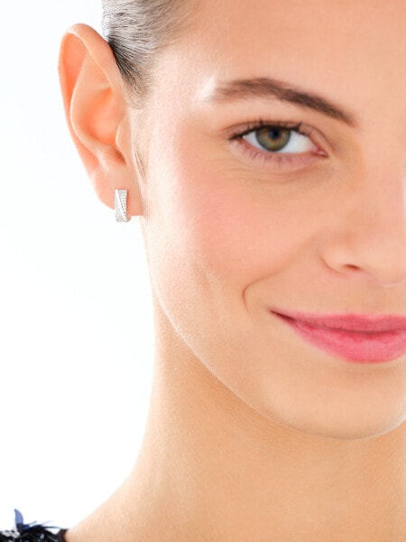 Rhodium Plated Silver Earrings with Cubic Zirconia