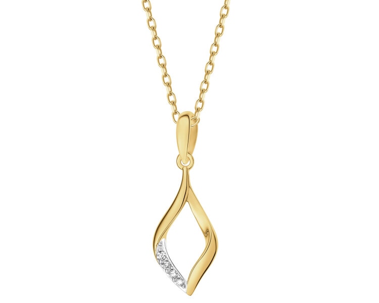 14 K Rhodium-Plated Yellow Gold Pendant with Diamonds - 0,03 ct - fineness 14 K