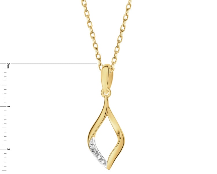 14 K Rhodium-Plated Yellow Gold Pendant with Diamonds - 0,03 ct - fineness 14 K