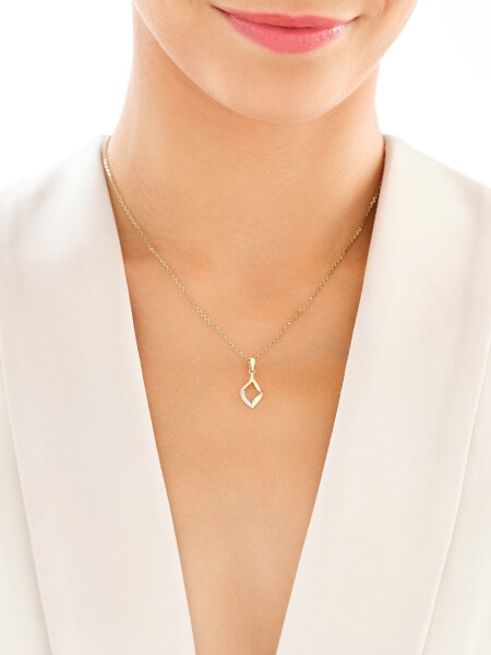 14 K Rhodium-Plated Yellow Gold Pendant with Diamonds - 0,03 ct - fineness 14 K