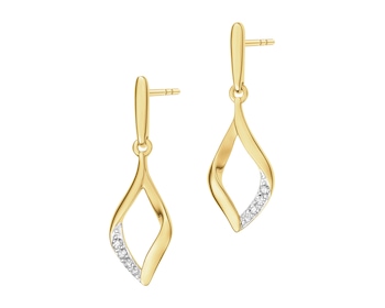 Kolczyki z żółtego złota z diamentami - 0,05 ct - próba 585