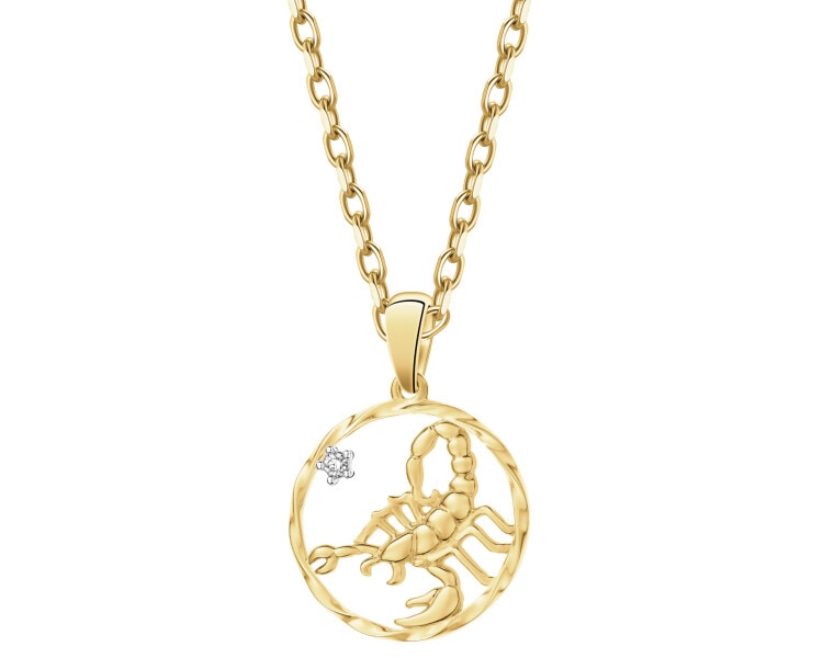 14 K Rhodium-Plated Yellow Gold Pendant with Diamond - 0,01 ct - fineness 14 K