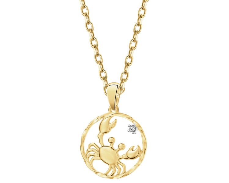 14 K Rhodium-Plated Yellow Gold Pendant with Diamond - 0,01 ct - fineness 14 K