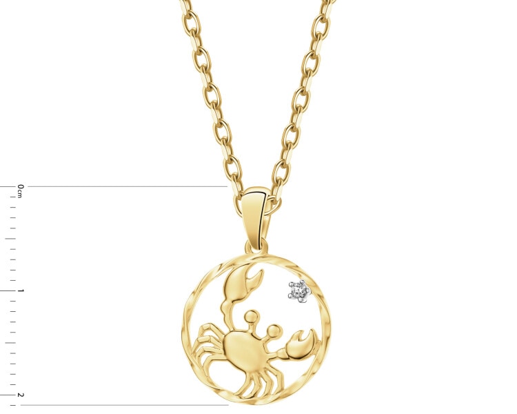 14 K Rhodium-Plated Yellow Gold Pendant with Diamond - 0,01 ct - fineness 14 K