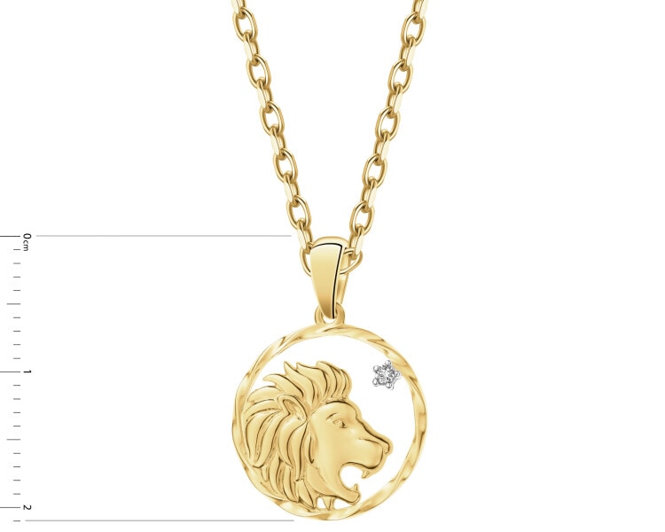 14 K Rhodium-Plated Yellow Gold Pendant with Diamond - 0,01 ct - fineness 14 K