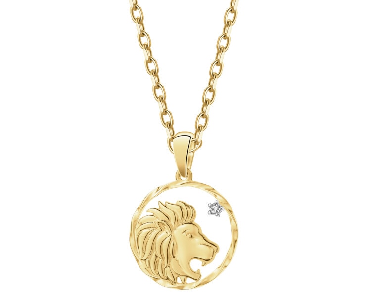 14 K Rhodium-Plated Yellow Gold Pendant with Diamond - 0,01 ct - fineness 14 K