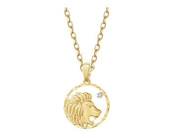 14 K Rhodium-Plated Yellow Gold Pendant with Diamond - 0,01 ct - fineness 14 K