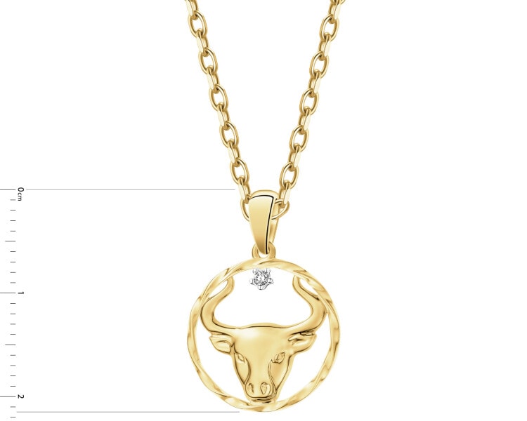 14 K Rhodium-Plated Yellow Gold Pendant with Diamond - 0,01 ct - fineness 14 K
