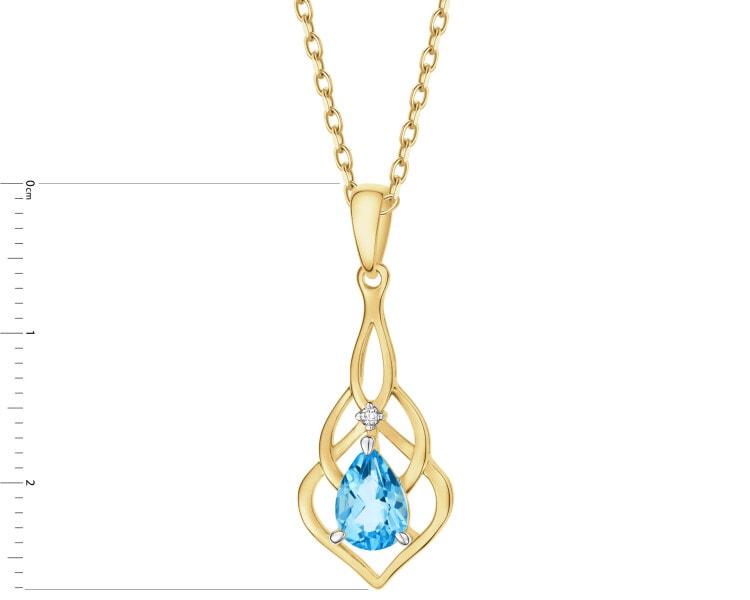 14 K Rhodium-Plated Yellow Gold Pendant - fineness 14 K